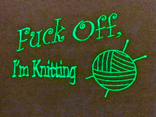 Load image into Gallery viewer, Embroidery Sack - Fuck Off, I'm Knitting